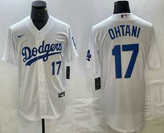 Men%27s Los Angeles Dodgers #17 Shohei Ohtani Number White Stitched Cool Base Nike Jersey->los angeles dodgers->MLB Jersey
